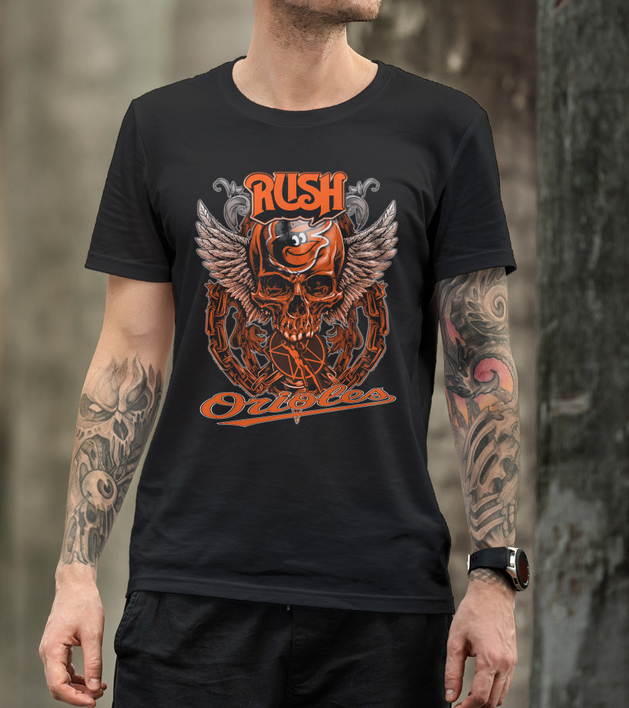 Rush Orioles Skull Wings Chain T-Shirt