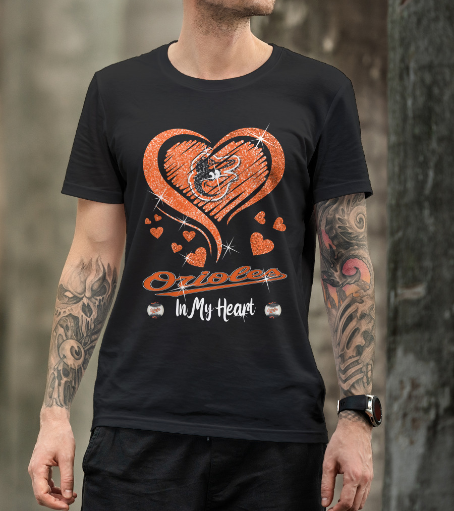 Orioles Heart Sparkle Baltimore Orioles In My Heart T-Shirt
