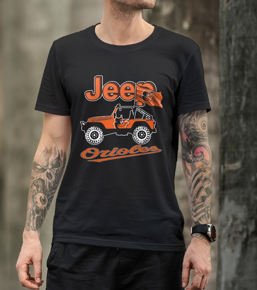 Jeep Orioles Baltimore Orioles Logo Jeep Wrangler Baseball T-Shirt
