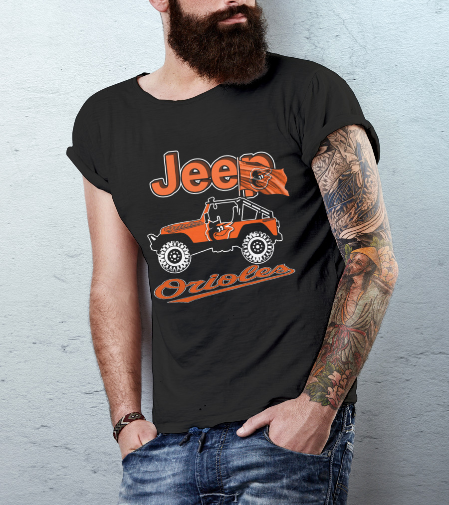 Jeep Orioles Baltimore Orioles Logo Jeep Wrangler Baseball T-Shirt