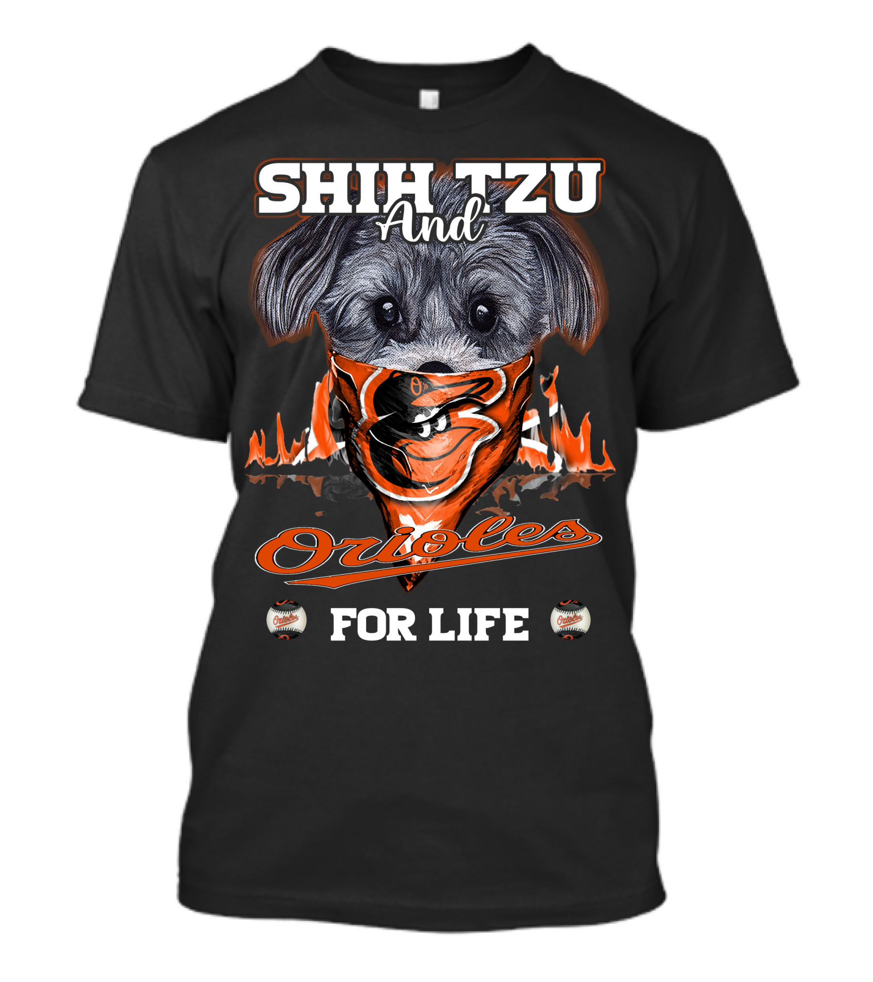 Shih Tzu And Orioles For Life Orioles T-Shirt