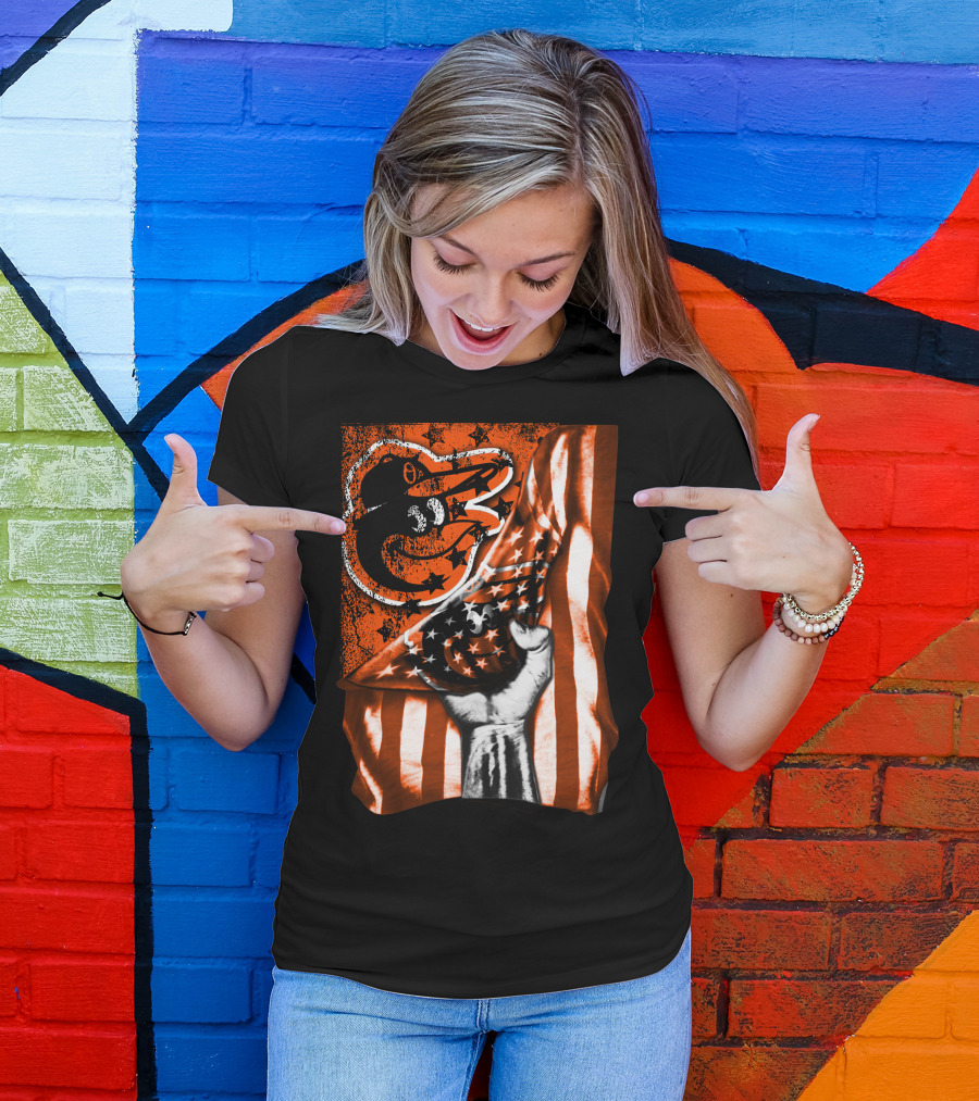 Baltimore Orioles Stars And Stripes Flag T-Shirt