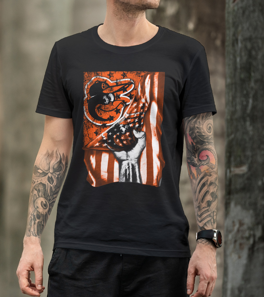 Baltimore Orioles Stars And Stripes Flag T-Shirt