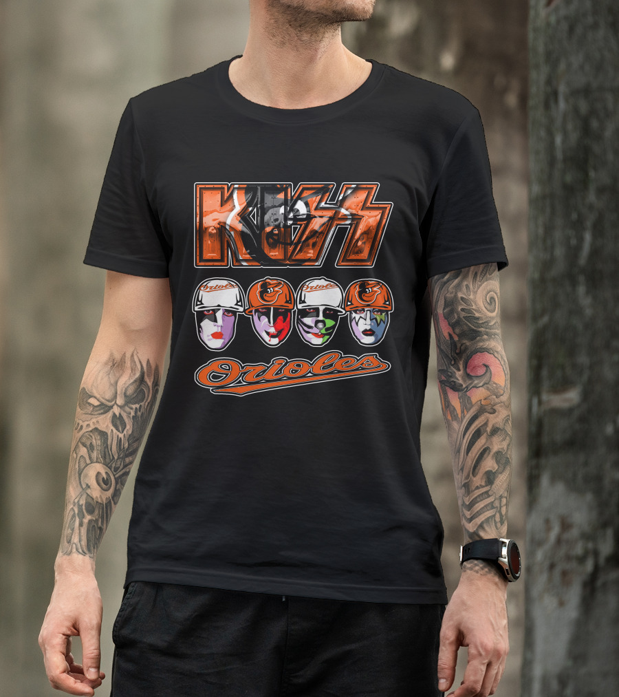 Kiss Orioles Baltimore Face Paint Baseball Crossover T-Shirt