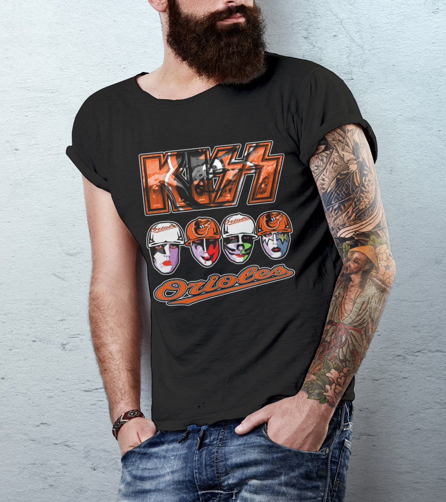 Kiss Orioles Baltimore Face Paint Baseball Crossover T-Shirt