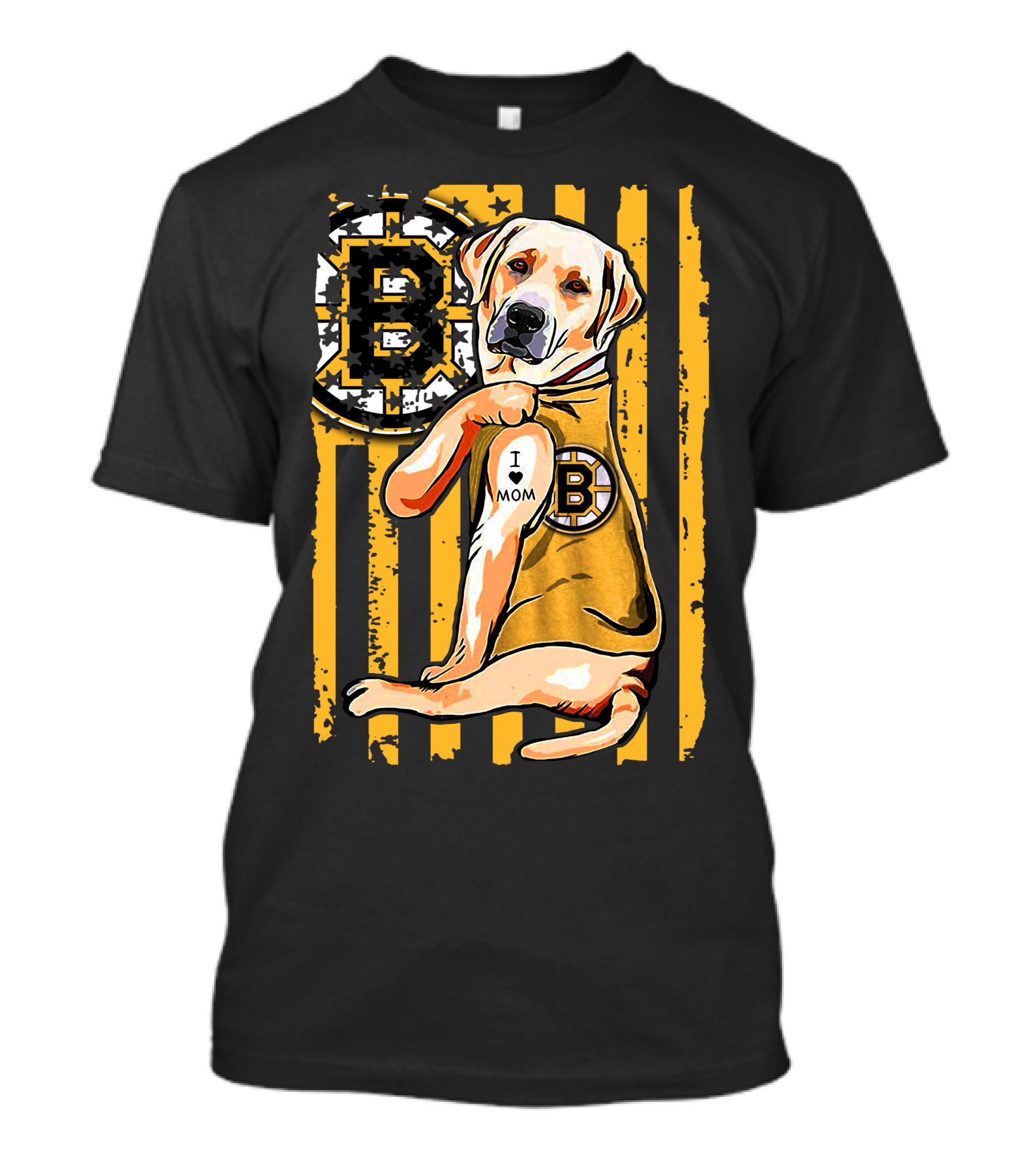 Boston Bruins Labrador Retriever I Love Mom T-Shirt