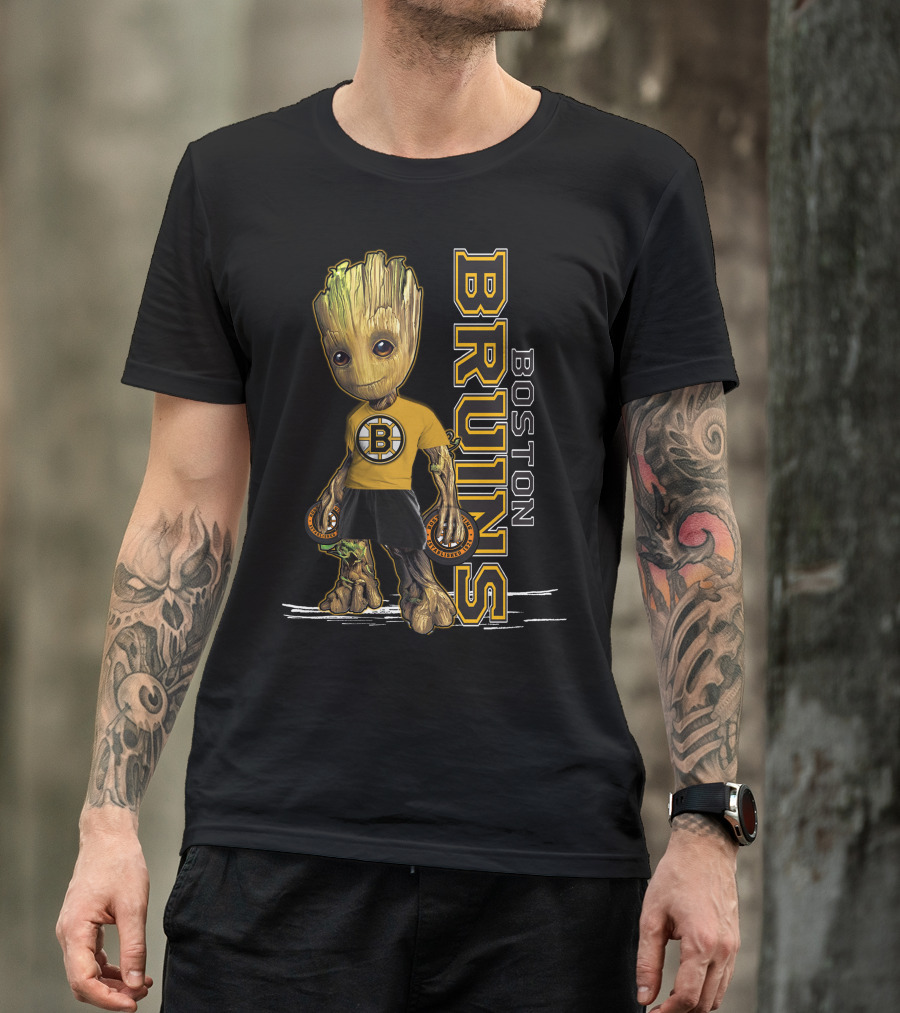 Groot Boston Bruins NHL Hockey Character Crossover T-Shirt