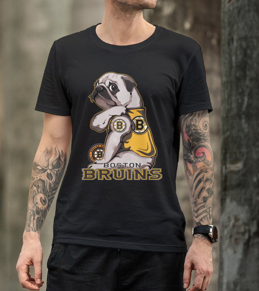 Pug Wearing Boston Bruins Jersey T-Shirt