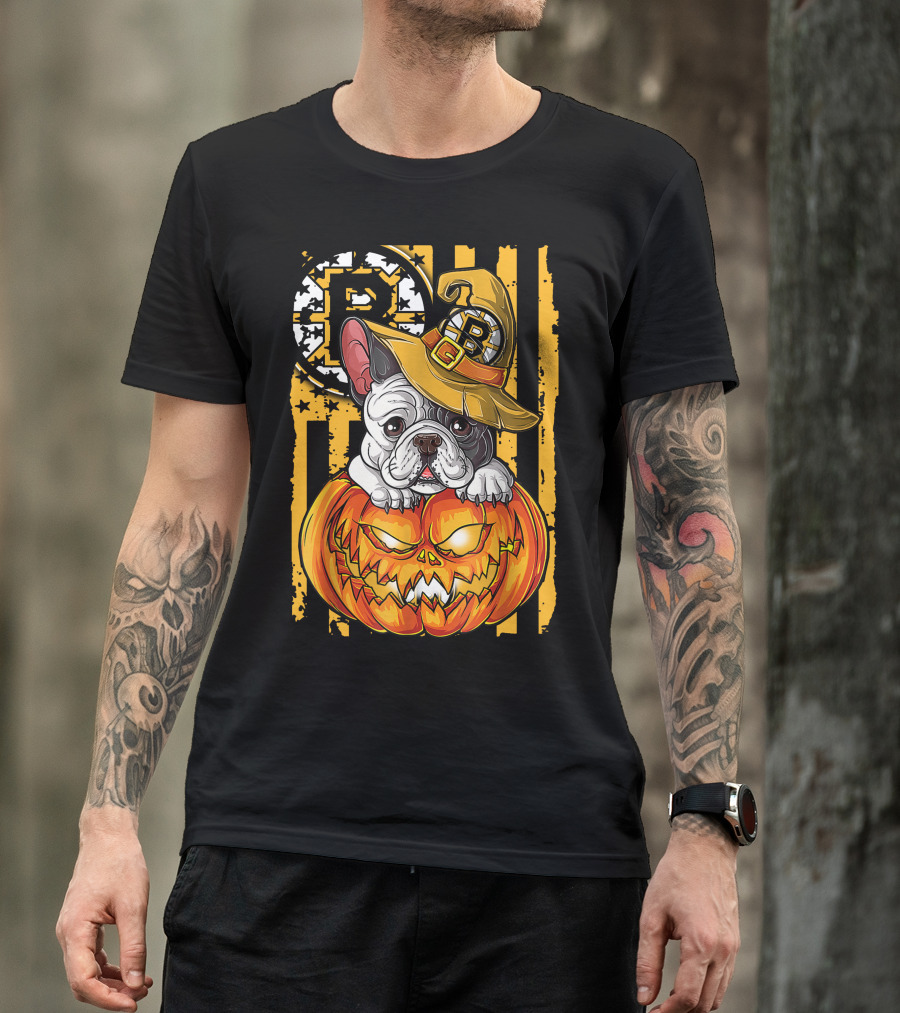 Bulldog Halloween Boston Bruins Pumpkin Magic T-Shirt