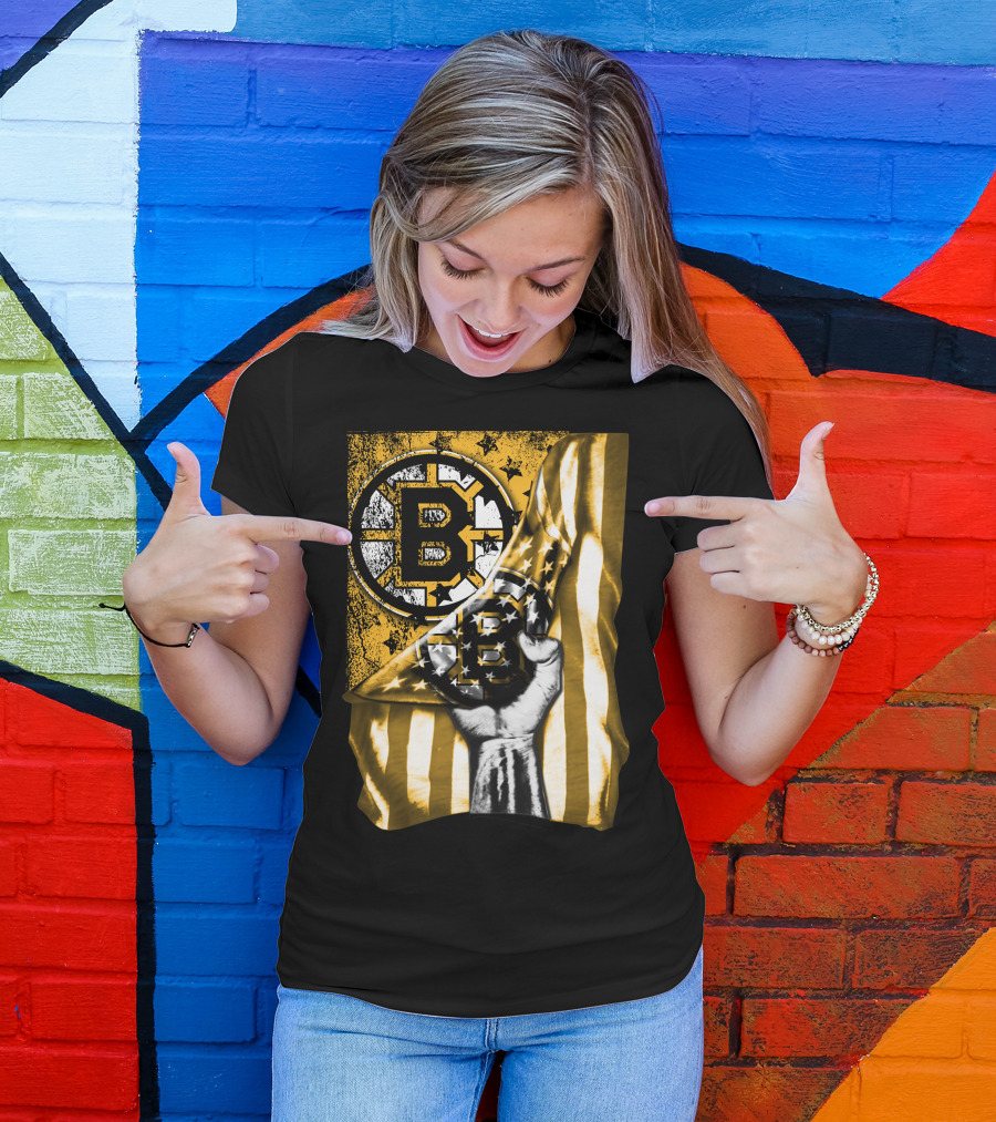 Boston Bruins American Flag Emblem T-Shirt