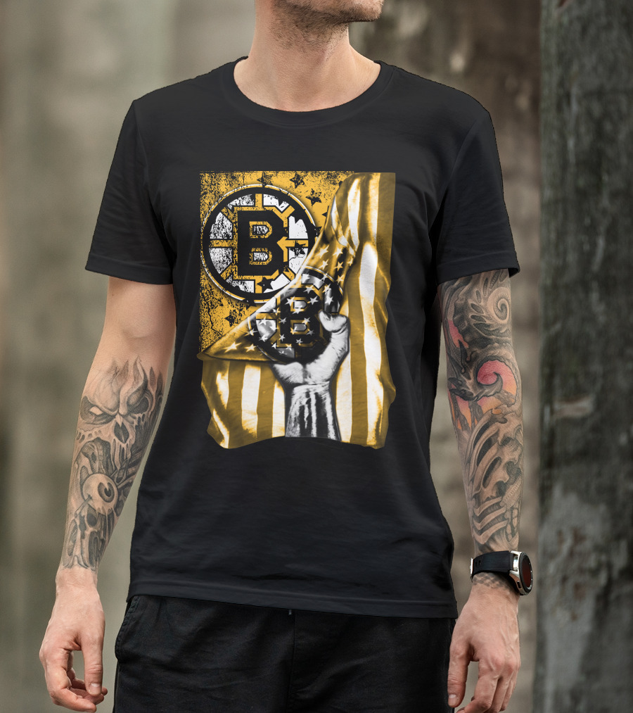 Boston Bruins American Flag Emblem T-Shirt