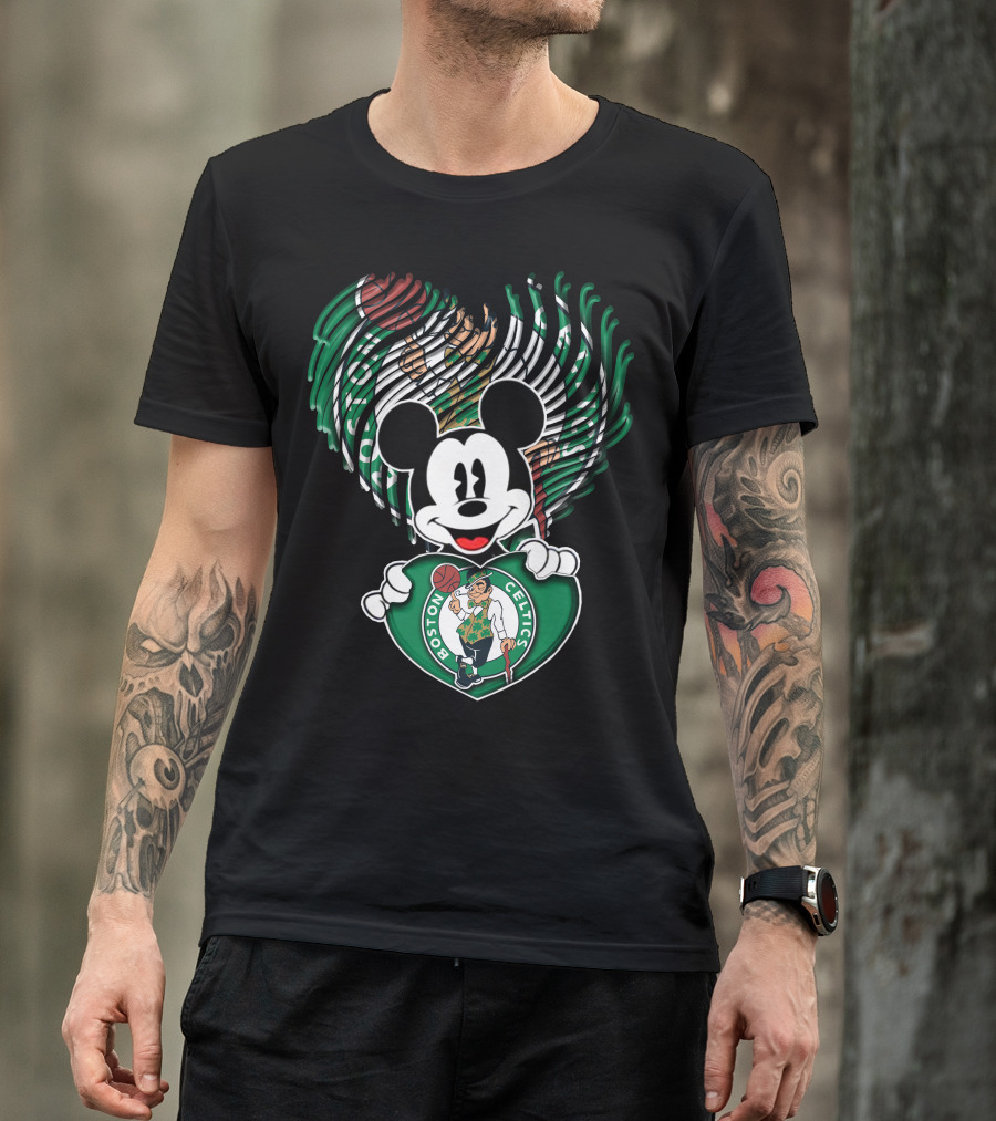Mick Mouse Boston Celtics Basketball Fan Logo Mashup T-Shirt