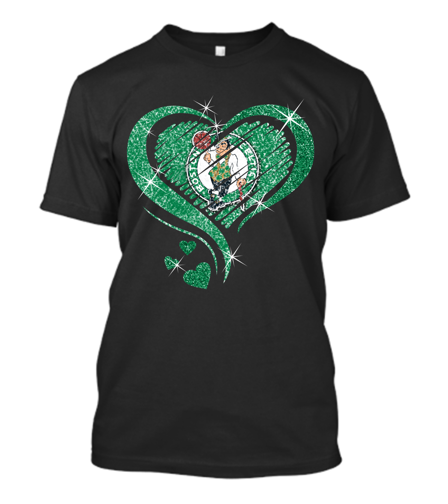 Heart Diamond Glitter Boston Celtics Emblem T-Shirt