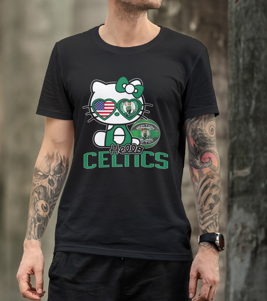 Hello Kitty Boston Celtics USA Heart Patch T-Shirt