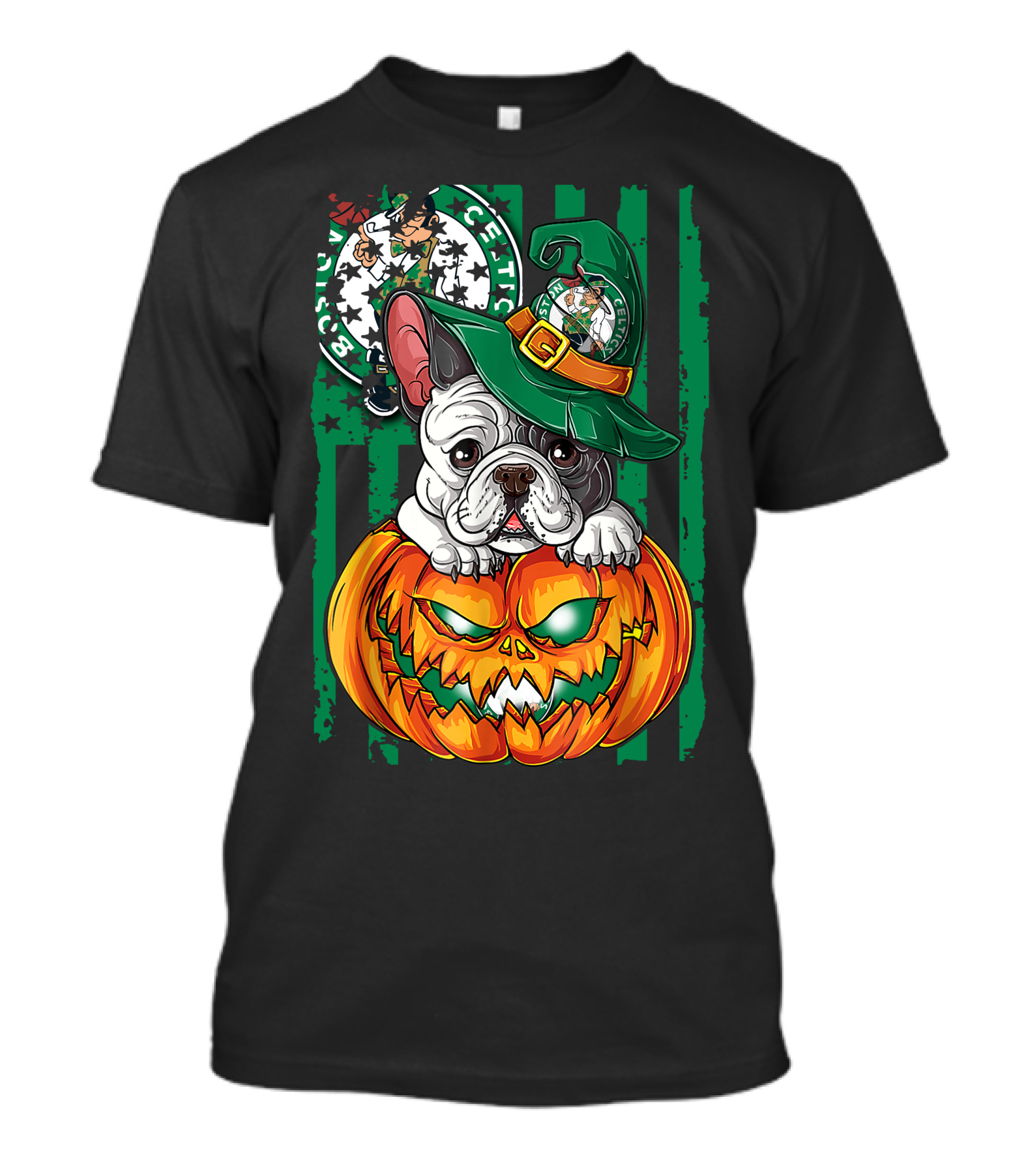 Bulldog Halloween Boston Celtics Pumpkin Hat T-Shirt