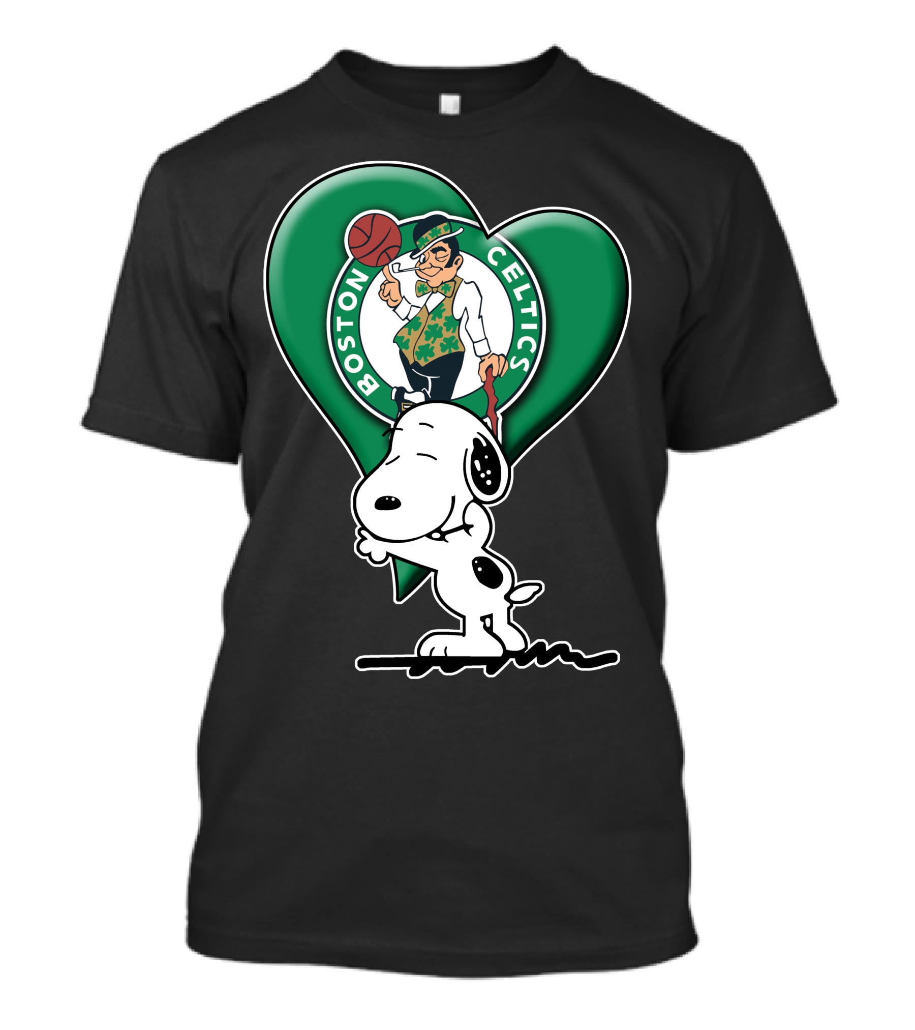 Snp V1 Boston Celtics Heart With Snoopy T-Shirt