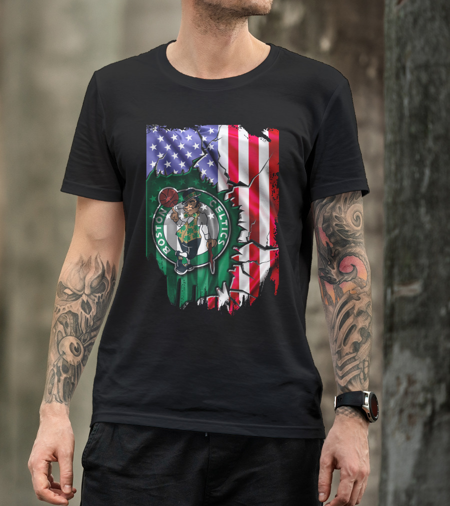 American Flag Boston Celtics T-Shirt