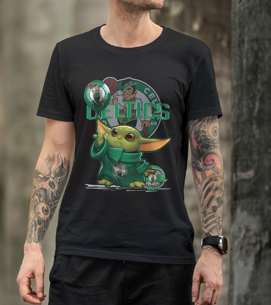 Yoda Celtics Boston Team Basketball Mashup T-Shirt