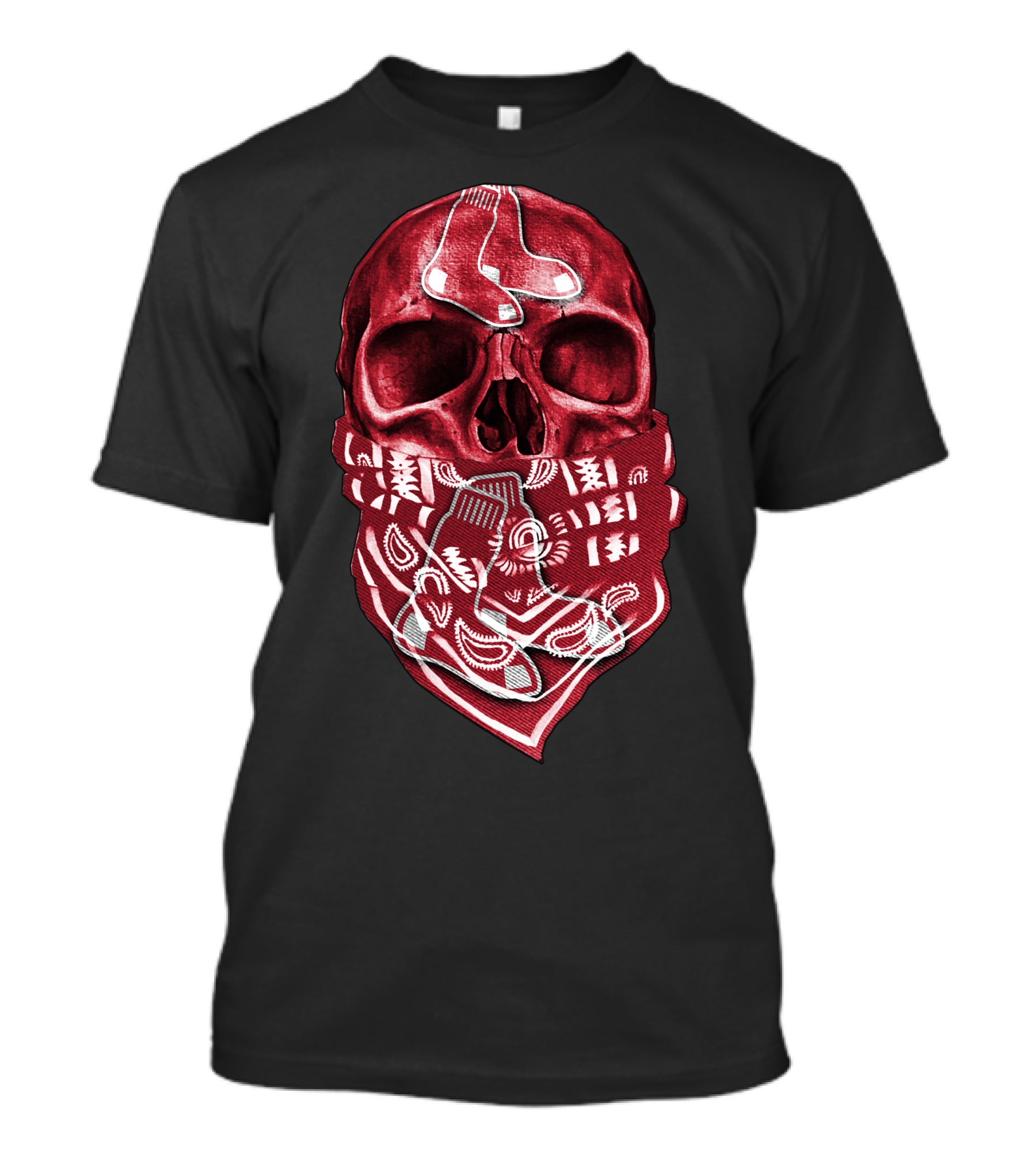 Skull With Bandana Boston Red Sox T-Shirt