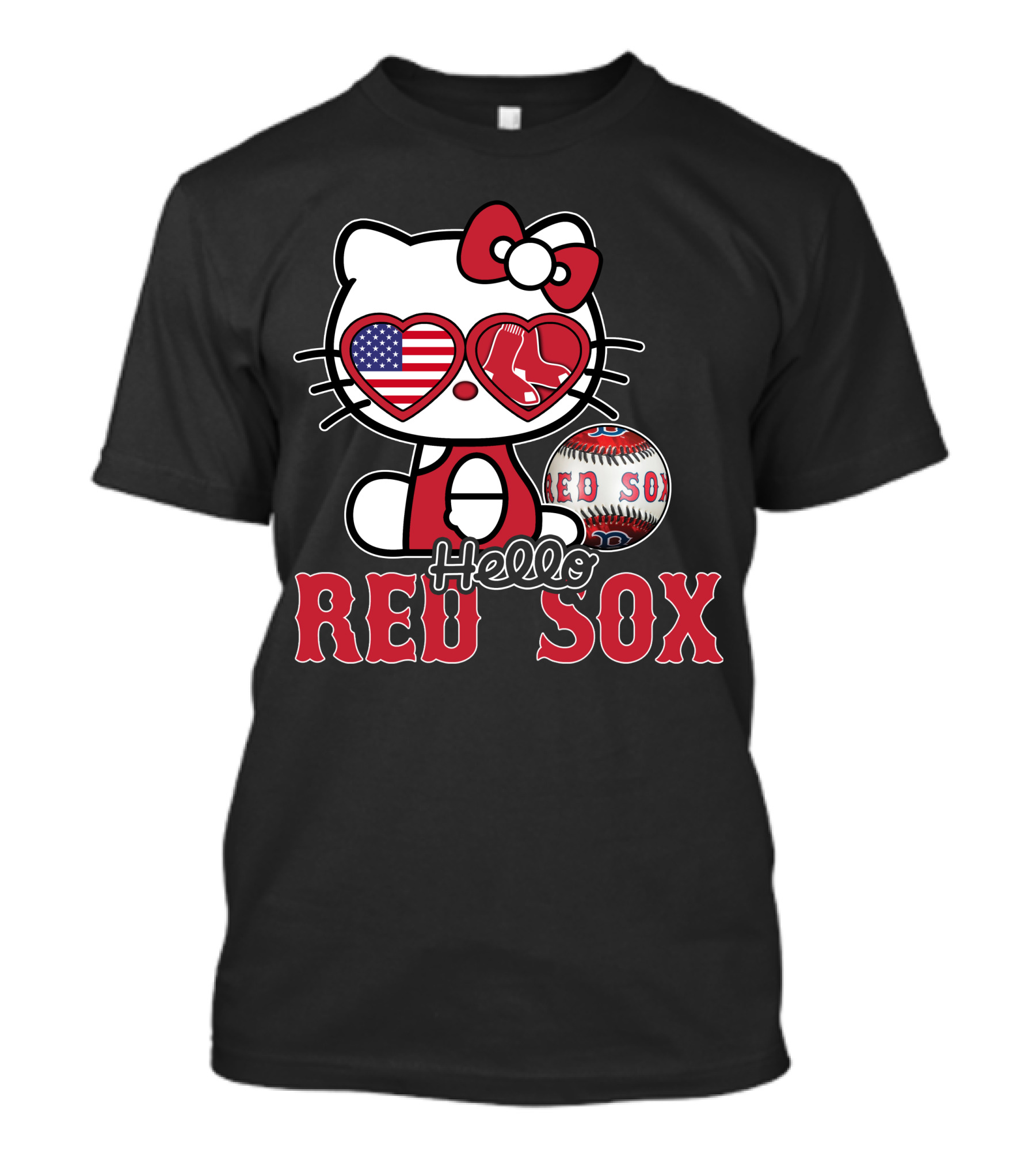Hello Kitty Red Sox American Heart Baseball Fan T-Shirt