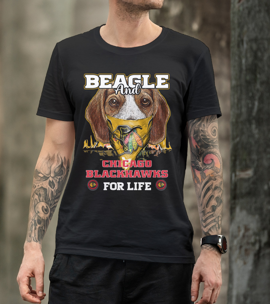 Beagle And Chicago Blackhawks For Life With Iconic T-Shirt