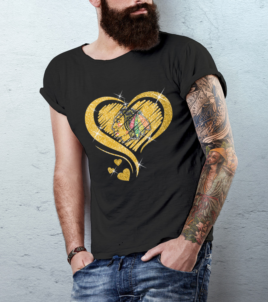 Heart Glitter Chicago Blackhawks T-Shirt