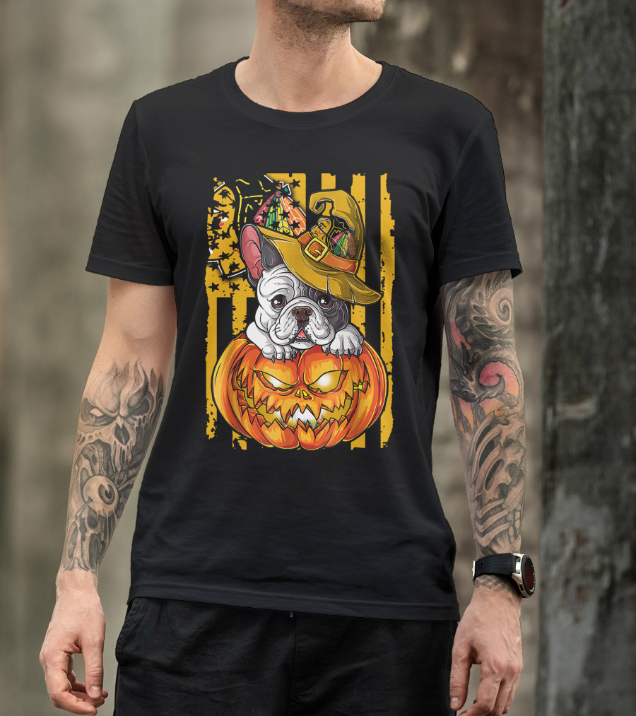 Hlw Bulldog Halloween Pumpkin Chicago Blackhawks T-Shirt