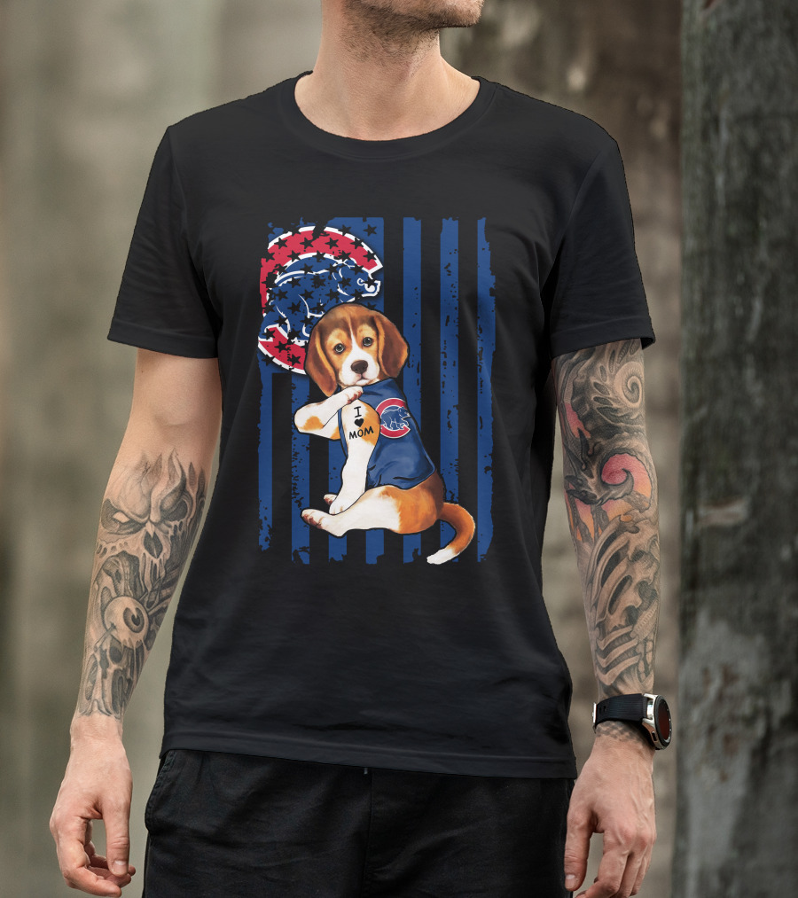 Beagle I Love Mom Chicago Cubs Fan T-Shirt