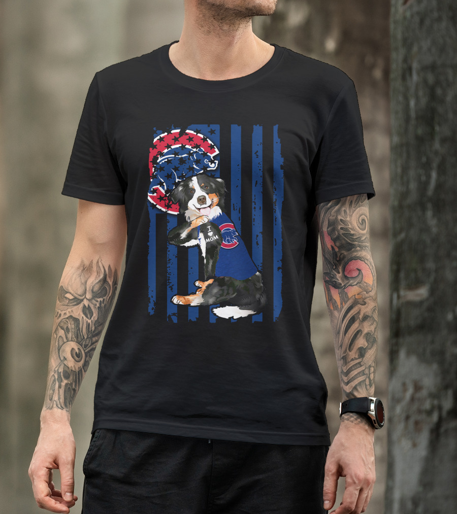 Border Collie I Love Mom Chicago Cubs Fan T-Shirt