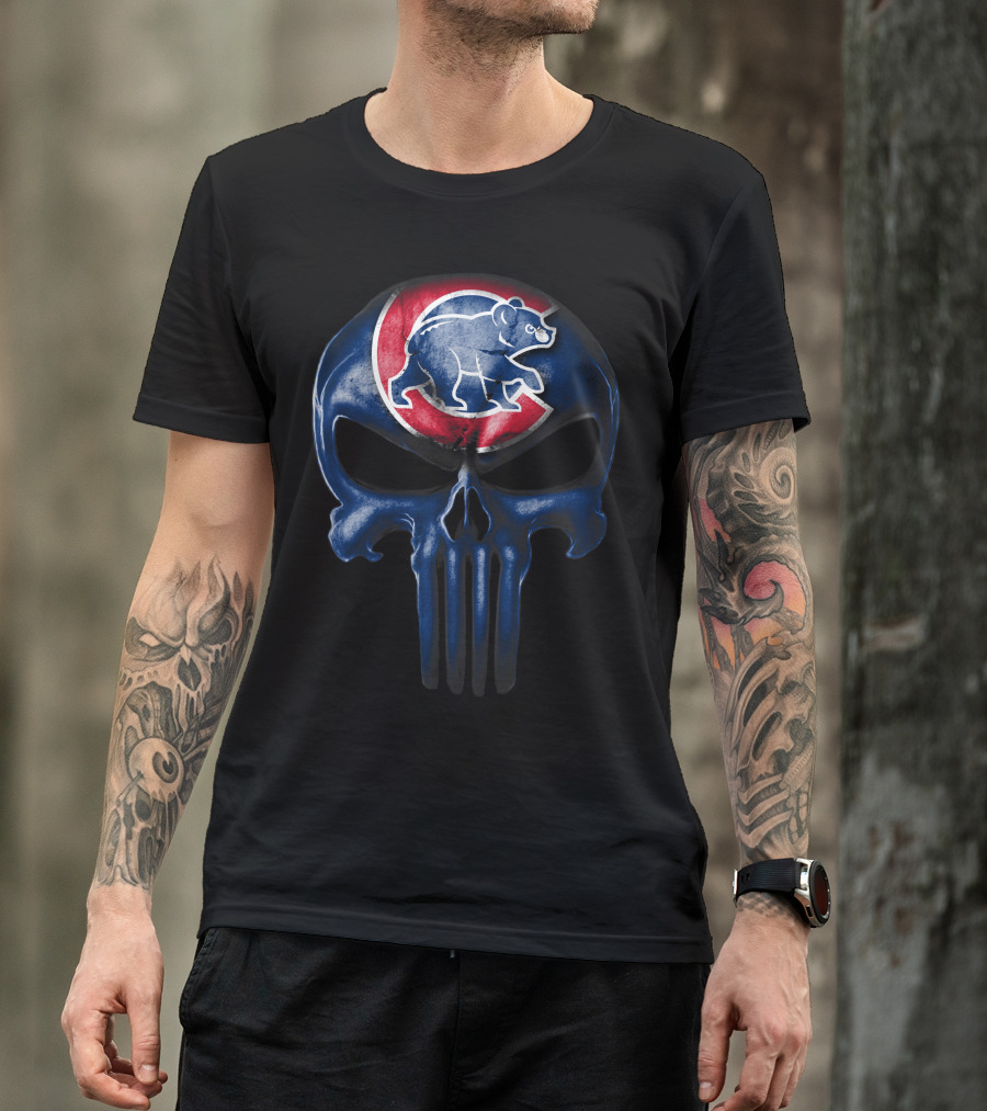 Chicago Cubs Skull Punisher T-Shirt