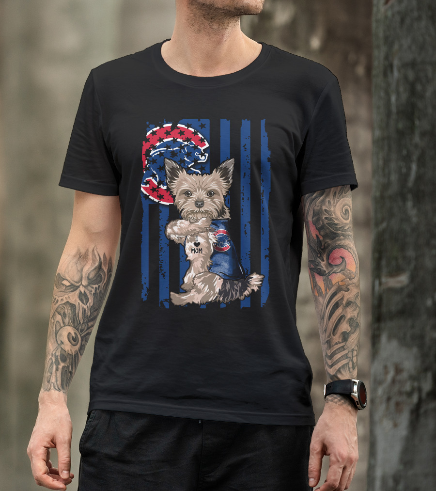 Yorkshire Terrier Wearing Chicago Cubs Vest With I Love Mom Message T-Shirt