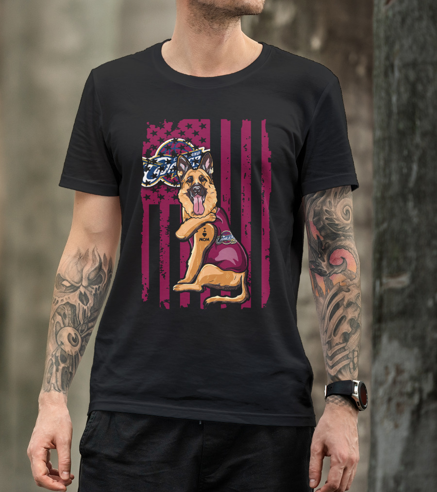 German Shepherd Cleveland Cavaliers Logo Tattoo I Mom T-Shirt