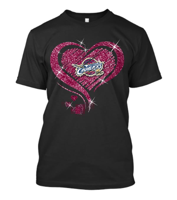 Heart Diamond Cleveland Cavaliers Valentine's Glitter T-Shirt
