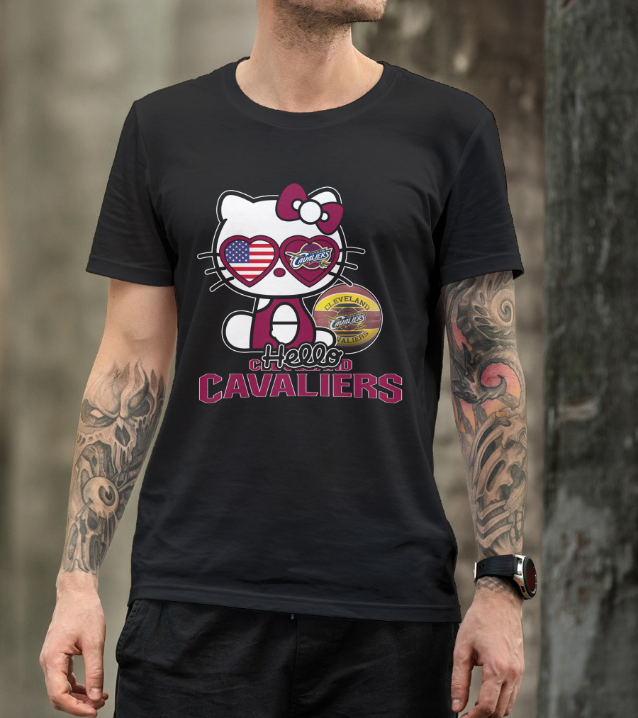 Hello Kitty Cleveland Cavaliers American Flag Basketball Cavaliers T-Shirt