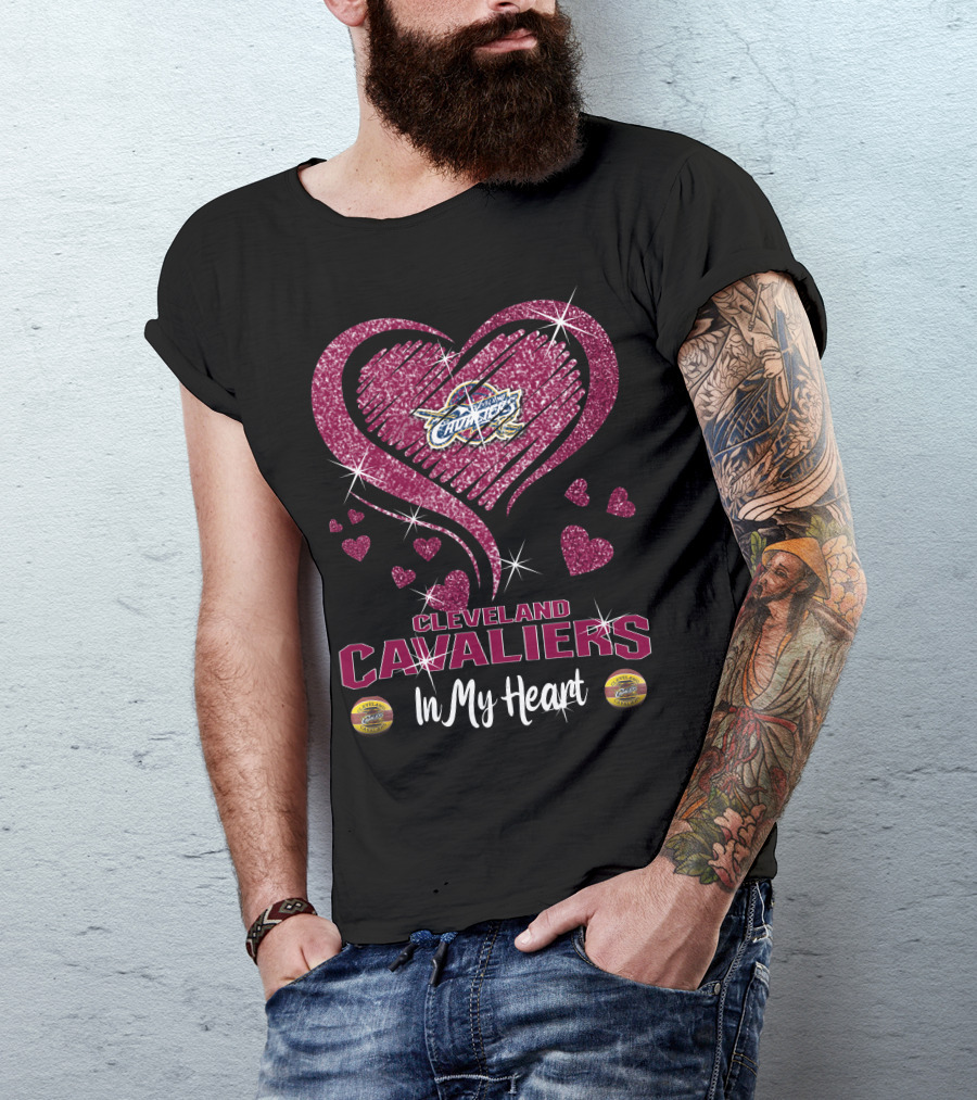 Cleveland Cavaliers In My Heart Sparkling Hearts T-Shirt