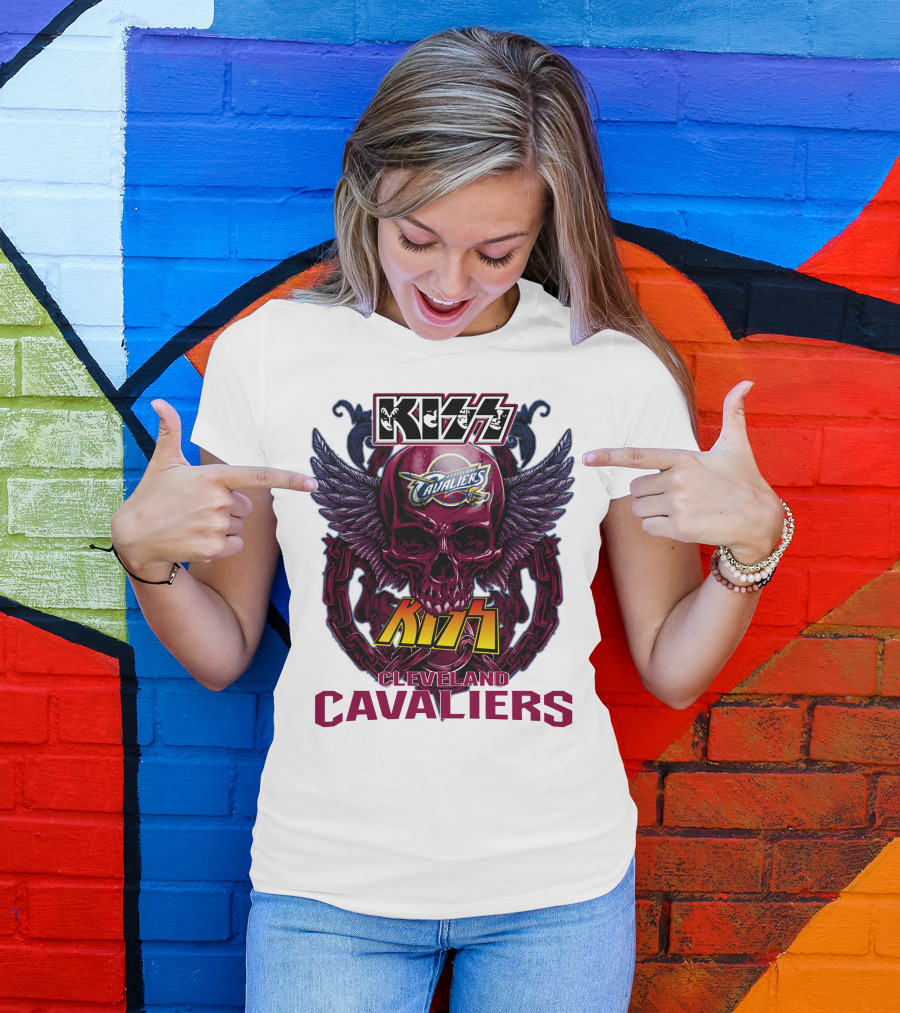 Kiss Cleveland Cavaliers Skull Wings T-Shirt