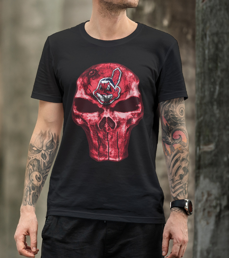 Skull With Chief Wahoo Cleveland Indians T-Shirt