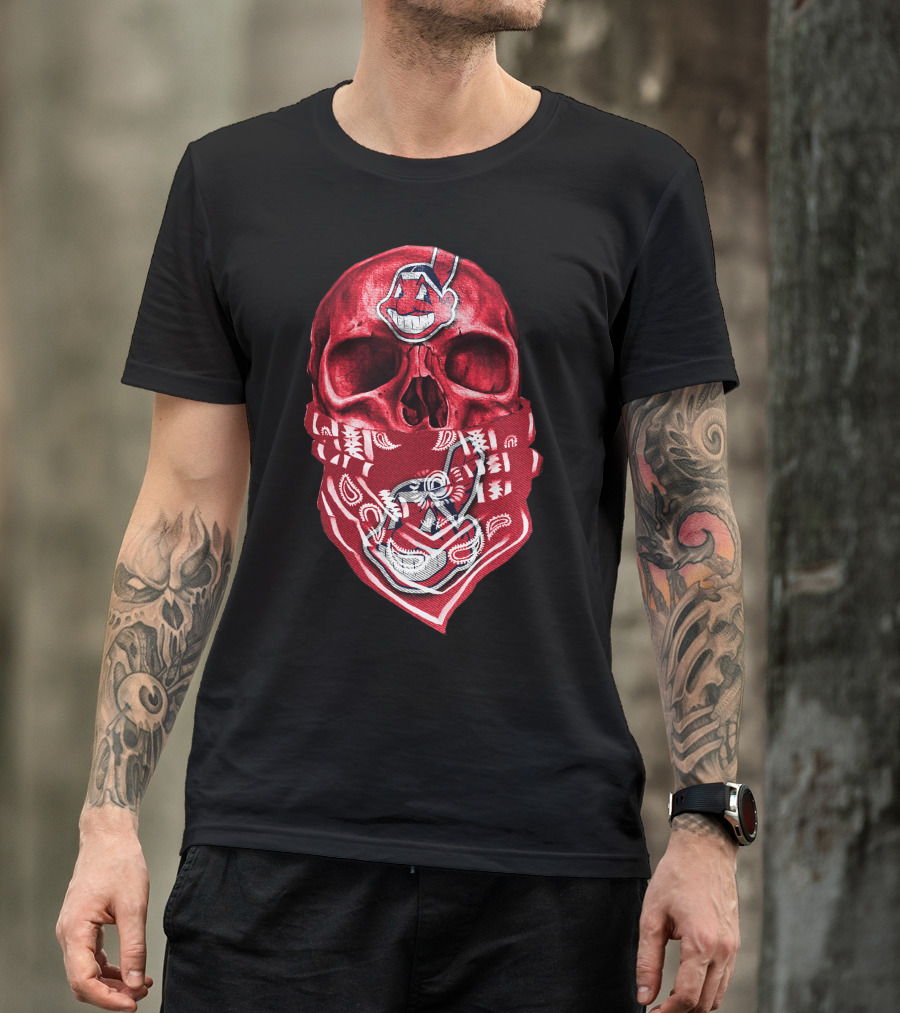 Skull Cleveland Indians Logo Bandana T-Shirt