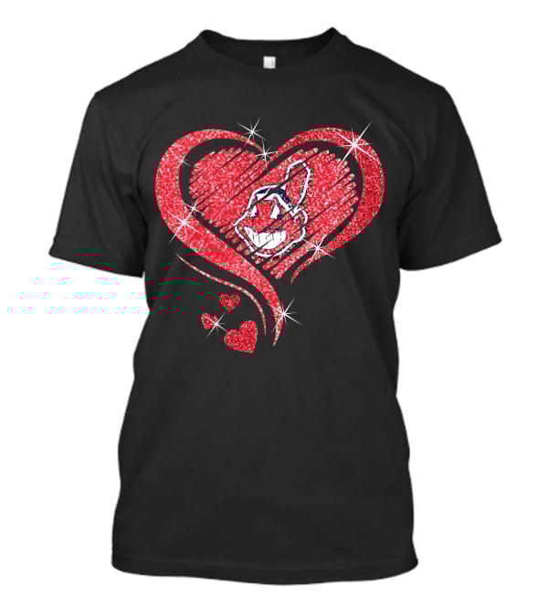 Heart Diamond Cleveland Indians Sparkle T-Shirt