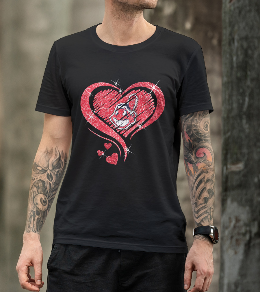 Heart Diamond Cleveland Indians Sparkle T-Shirt