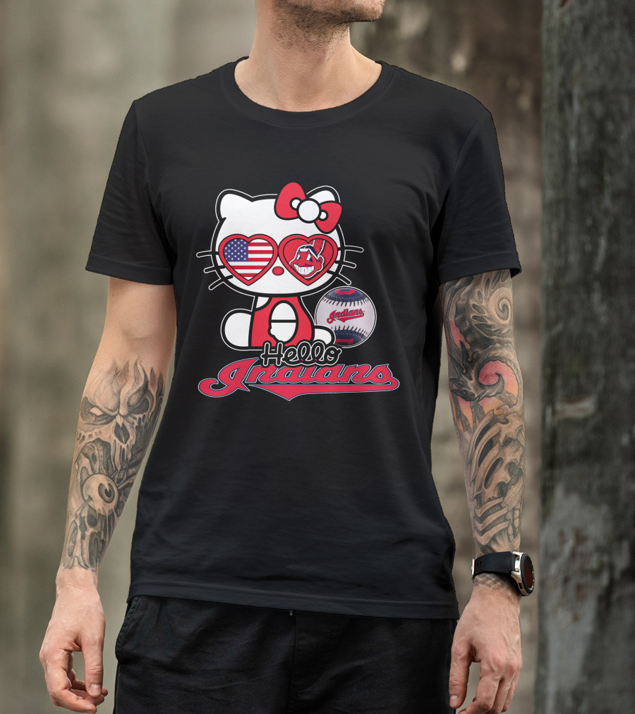 Hello Kitty Indians American Baseball Fan T-Shirt