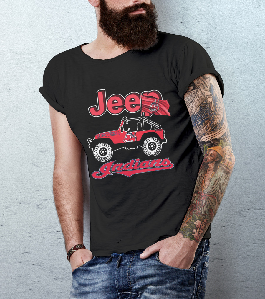Jeep Indians Cleveland Red Offroad Vehicle Flag T-Shirt