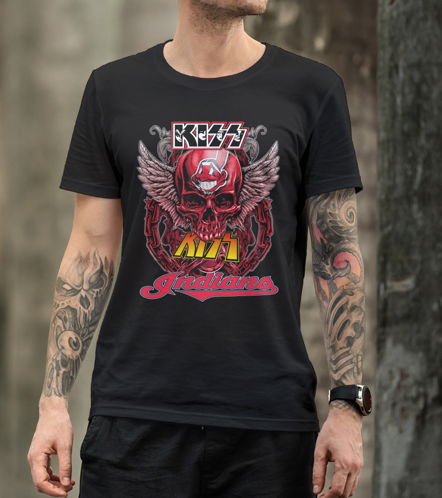 Kiss Indians Winged Skull Chain T-Shirt