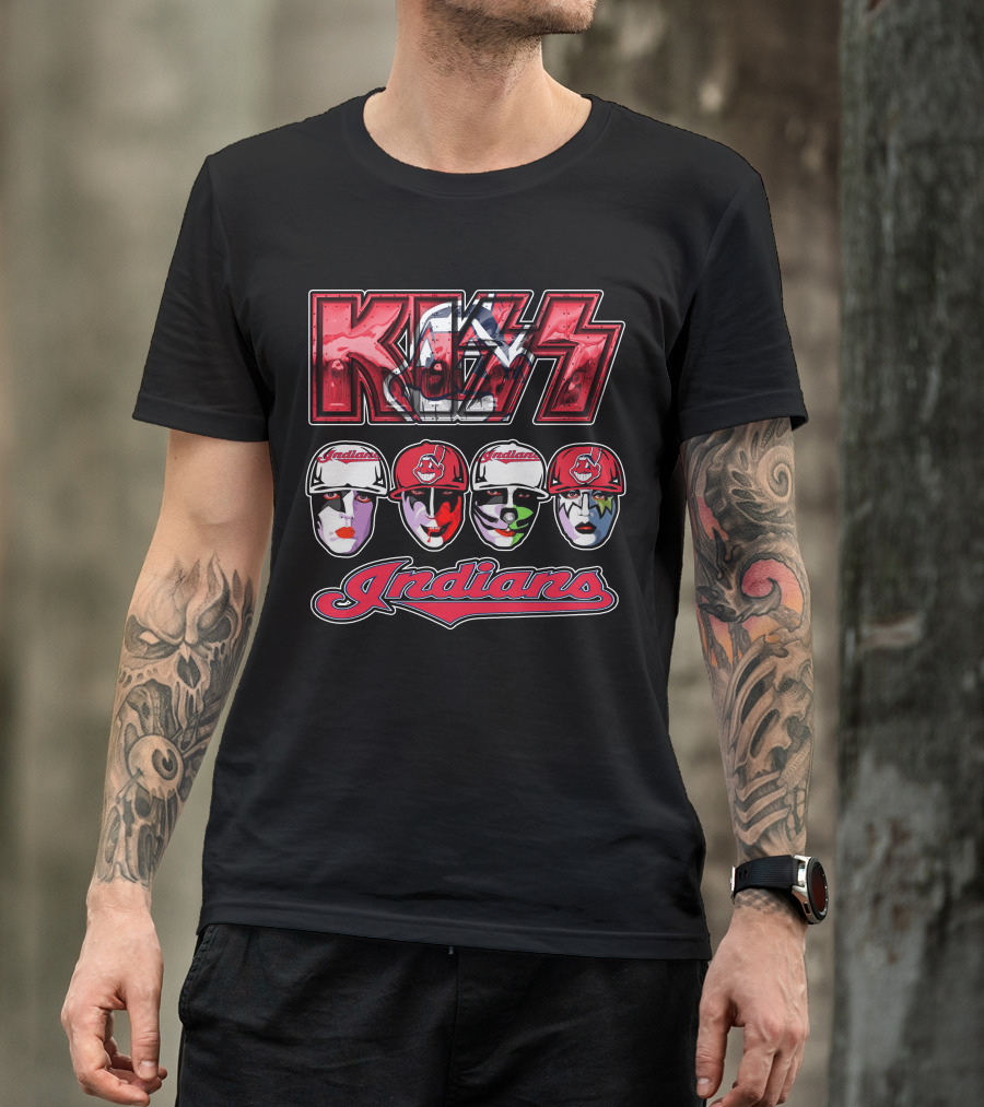 Kiss Cleveland Indians Face Paint Baseball Team T-Shirt