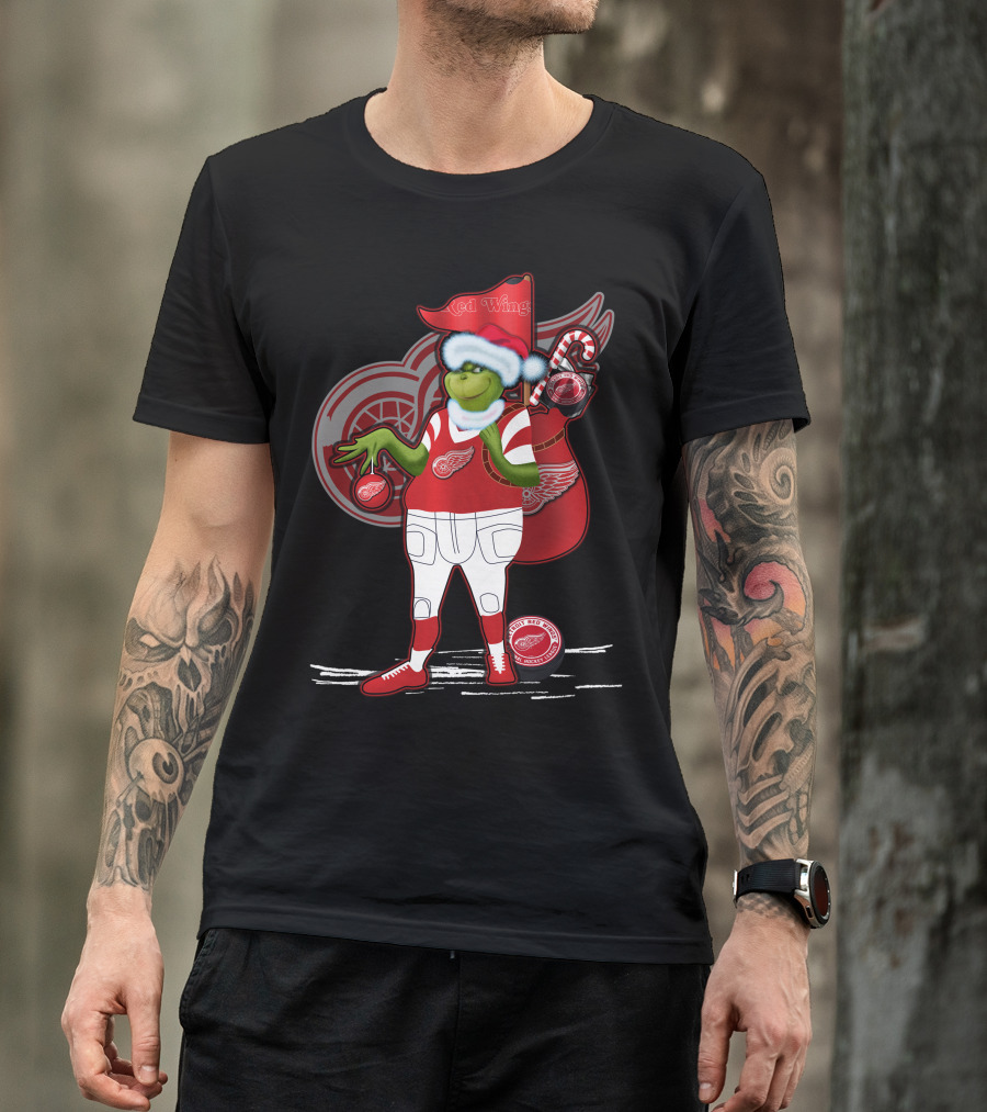 Grinchxmas Red Wings Hockey Holiday Crossover Detroit Wear T-Shirt