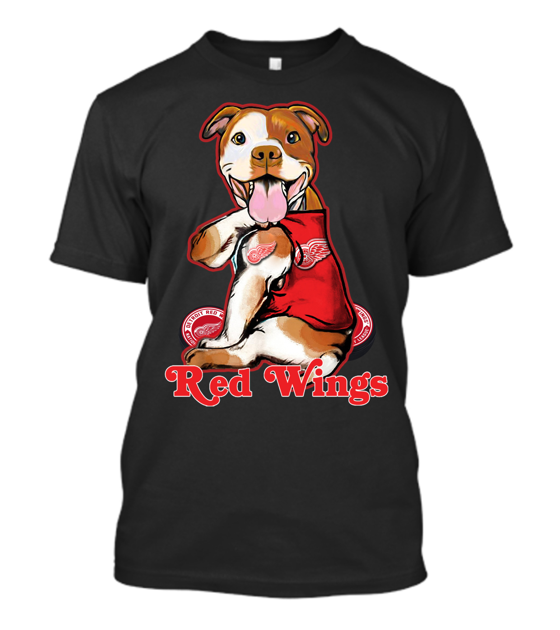 Pittbull Wearing Detroit Red Wings Gear Red Wings T-Shirt