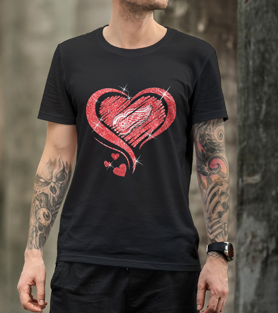 Heart Diamond Glitter Detroit Red Wings T-Shirt