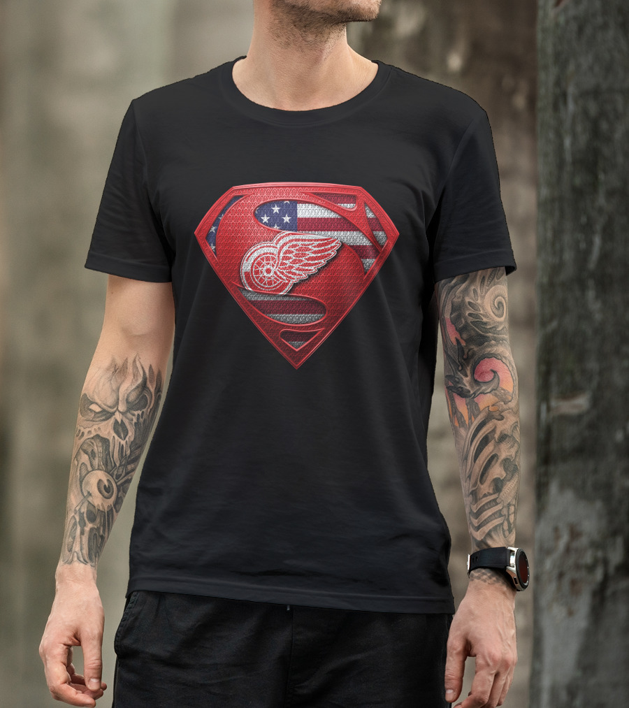 Detroit Red Wings American Flag Superman T-Shirt