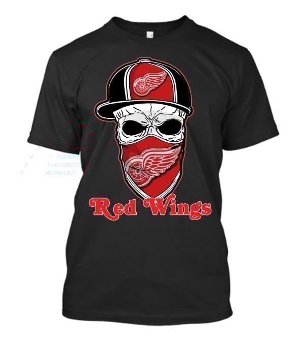 Detroit Red Wings Skull Hat Iconic Wings T-Shirt
