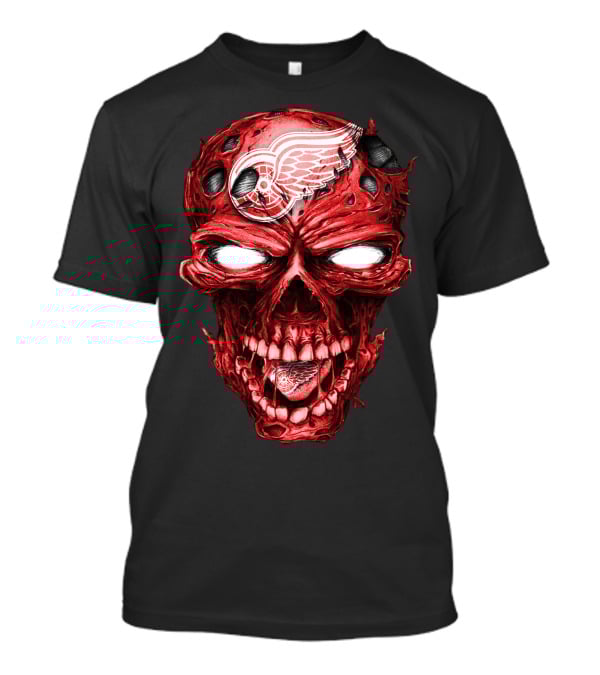 Detroit Red Wings Skull Helmet Hockey Emblem T-Shirt